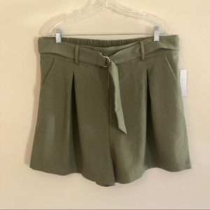 NWT Abound Army Green Plus Size High Waisted Belted Shorts